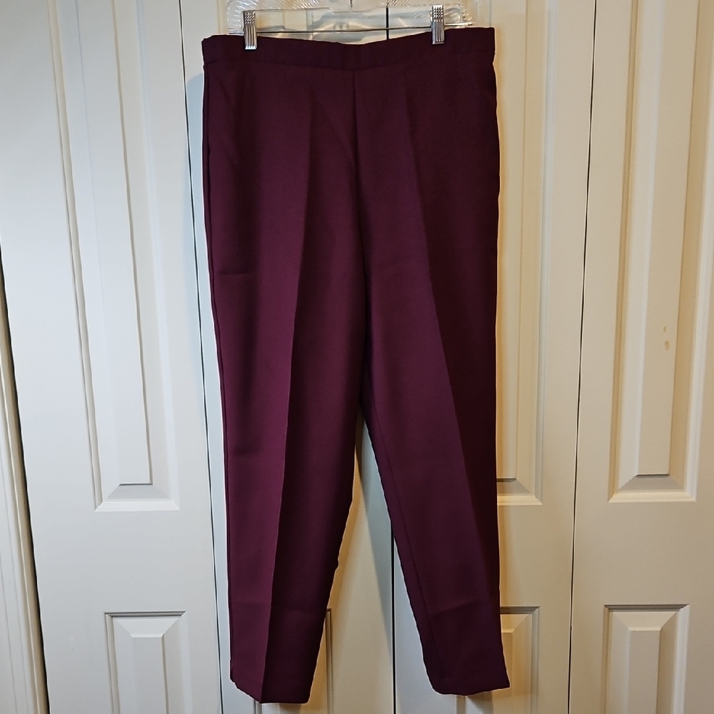 Vintage DONNKENNY dress Pants 14P Petite Burgundy  Color NWT Elastic Waist